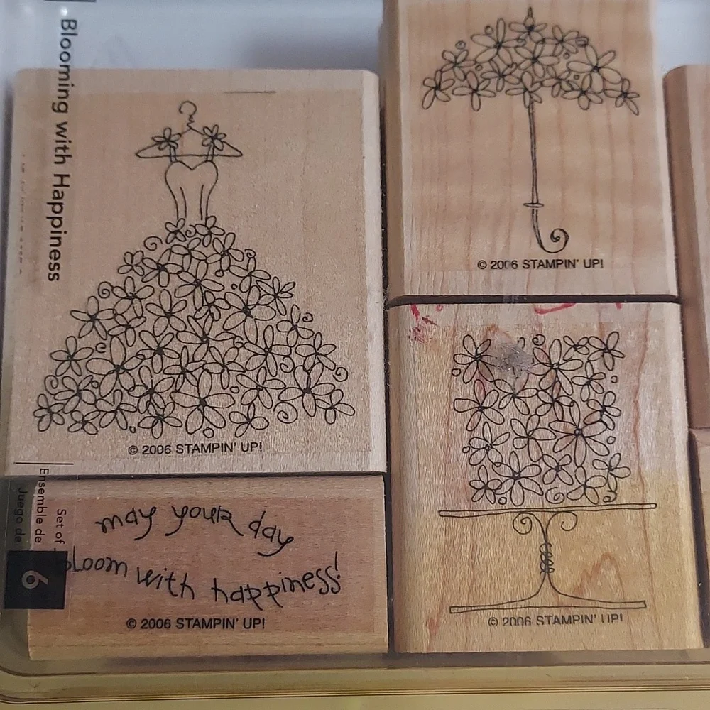 Rubber Stamp Set Birthday Floral Flower Set Birthday Cake